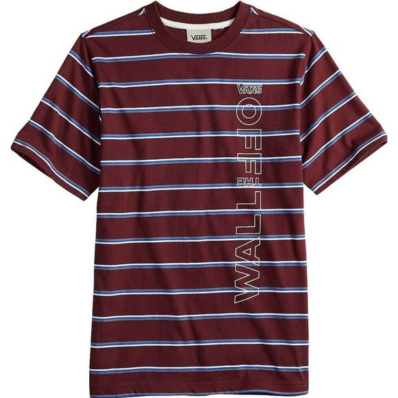 NWT Vans Off the Wall Men's XXL Burgundy with BlueWhite Stripes Skater Shirt - Picture 1 of 4
